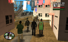 CJ and Cesar lead their gunmen towards the Northside Vagos.