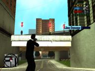Toni Cipriani shooting at Forelli Family hitmen on the bridge.