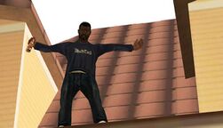 A drunken Madd Dogg about to jump off the roof of the Casino.