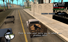 CJ rushes an injured Madd Dogg to the hospital.