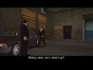 A nervous Toni Cipriani meeting Mickey Hamfists outside his safehoue.