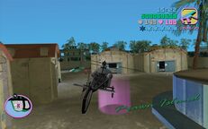 Tommy Vercetti about to land inside the InterGlobal Studios.