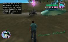 Tommy Vercetti about to get into a helicopter.