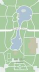 A map of Middle Park in GTA IV, with its peculiarly shaped lake.