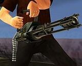 Toni Cipriani using a Minigun.