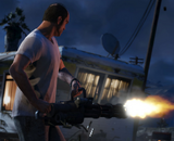 Trevor Philips using the minigun.