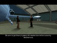 Donald Love telling Toni Cipriani to bring Avery Carrington's corpse back quickly before the airport staff discover him.