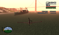 Carl Johnson flies along the shoreline at an under-the-radar level.