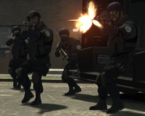 A four-man team from NOOSE's Tactical Response Unit in combat