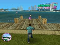 Tommy Vercetti about to meet Rico in Viceport.