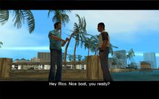 Tommy Vercetti discussing Rico's boat.