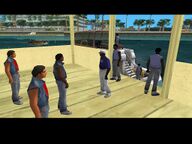 The Haitians and Sharks about to exchange the money and merchandise.