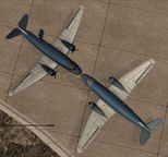 Viewed from above. One of the Nevadas has its door open.