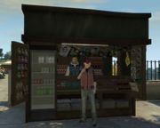 A newspaper stand (variant 2) in Leftwood, Alderney.