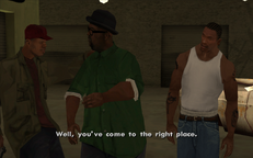 Smoke and CJ reunite with Emmet.