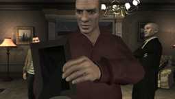 Mikhail Faustin pushing between Niko Bellic and The Bodyguard in No Love Lost.