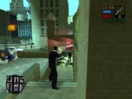 Toni Cipriani killing the hitmen with a shotgun.
