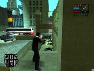 Toni Cipriani killing the hitmen with a shotgun.