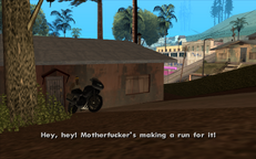 Freddy escaping his home on a PCJ-600.