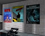Claude as seen on a poster (center) in the Ocean View Hotel in GTA Vice City.