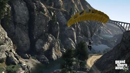 The first picture to reveal that parachutes are returning in GTA V. Rockstar Games has revealed the return of the parachute in a new screenshot on their website.