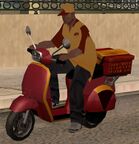 A Well Stacked Pizza delivery boy on a Pizzaboy, GTA San Andreas.