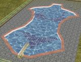 A pool lying on Starfish Island. Note the shape of the pool bears likeness to a female body.