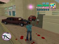 Tommy Vercetti shooting The Psycho.