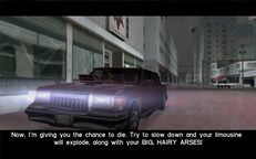 Tommy Vercetti and the Love Fist band members listening to the casette tape from The Psycho.
