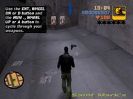 Claude in the Ammu-Nation shooting range.