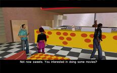 Tommy Vercetti asking Mercedes Cortez if she wants to be in some movies.