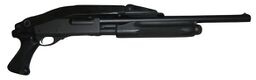 A Remington 870 Police Magnum with its stock folded seen in GTA III and (possibly) in GTA Advance.