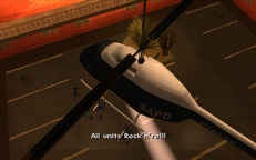 The Los Santos Police Department bears down on the Families from a Police Maverick.