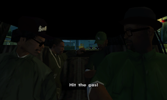 Big Smoke and Ryder pick up CJ and Sweet as they run out of the motel.