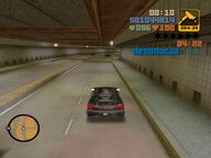 Claude driving D-Ice's car through the Porter Tunnel.