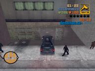Claude driving D-Ice's car into a garage in Saint Mark's.