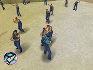 The workers at Spand Express rioting. Note some workers are fighting other workers.
