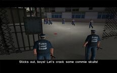 P.I.G.s preparing to beat down the rioters.
