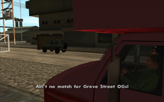 Carl Johnson and Ryder prepare to enter the National Guard Depot.