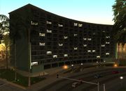 The curving Rodeo Hotel.