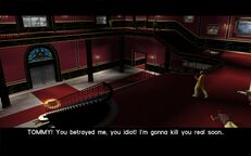 Ricardo Diaz confronting Tommy Vercetti and Lance Vance inside his mansion.
