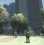 On the court.