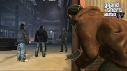 Little Jacob watching as Dimitri Rascalov and Ray Bulgarin confront Niko Bellic.