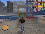 Claude at the Yakuza controlled building site about to return to Asuka Kasen and Maria Latore.