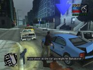 Toni Cipriani entering the car holding Salvatore Leone, after killing his kidnappers.