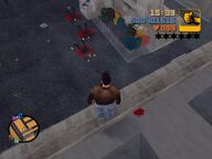 Claude looking down at the corpse of Salvatore Leone.