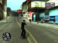 Toni Cipriani killing the last Diablos gangster attacking the Leone Family mobsters.