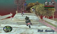 Carl Johnson and Catalina attempting to lose a pursuing police officer