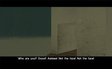Tommy Vercetti "retrieving" the information he needs from the boss.