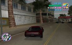 Tommy Vercetti driving back towards the Print Works with the information.